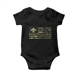 Scout Law Values Baby Onesie American Camo Flag Retro Vintage TS02 Black Print Your Wear