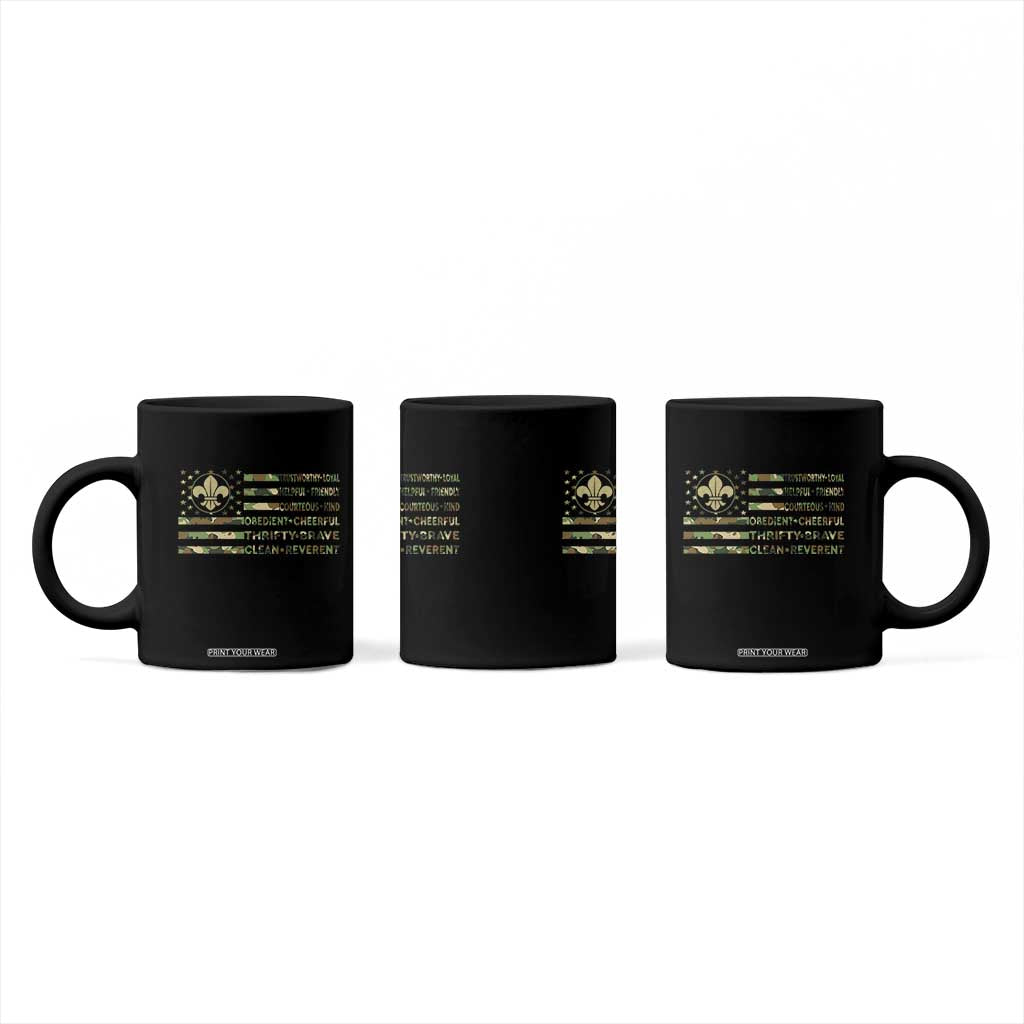 Scout Law Values Coffee Mug American Camo Flag Retro Vintage TS02 Print Your Wear