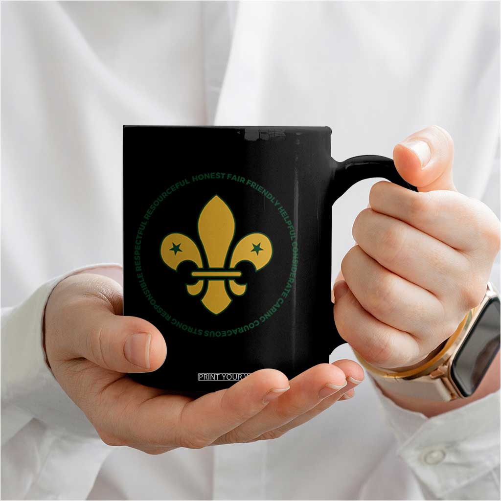 Scout Law Values Coffee Mug Scouting Troop Leader Fleur-de-Lis TS02 Print Your Wear