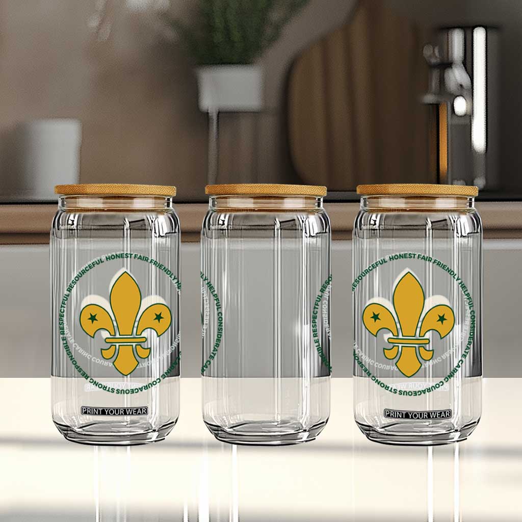 Scout Law Values Glass Can Scouting Troop Leader Fleur-de-Lis TS02 Print Your Wear
