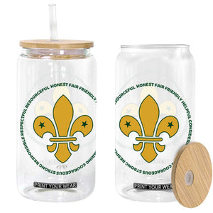 Scout Law Values Glass Can Scouting Troop Leader Fleur-de-Lis TS02 Black Print Your Wear