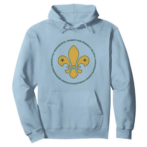 Scout Law Values Hoodie Scouting Troop Leader Fleur-de-Lis TS02 Light Blue Print Your Wear