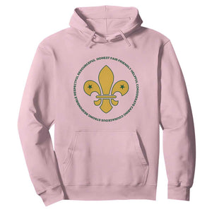 Scout Law Values Hoodie Scouting Troop Leader Fleur-de-Lis TS02 Light Pink Print Your Wear