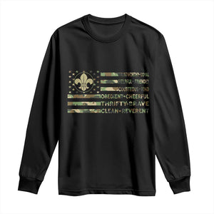 Scout Law Values Long Sleeve Shirt American Camo Flag Retro Vintage TS02 Black Print Your Wear