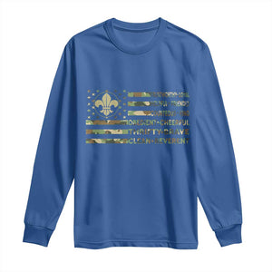 Scout Law Values Long Sleeve Shirt American Camo Flag Retro Vintage TS02 Royal Blue Print Your Wear