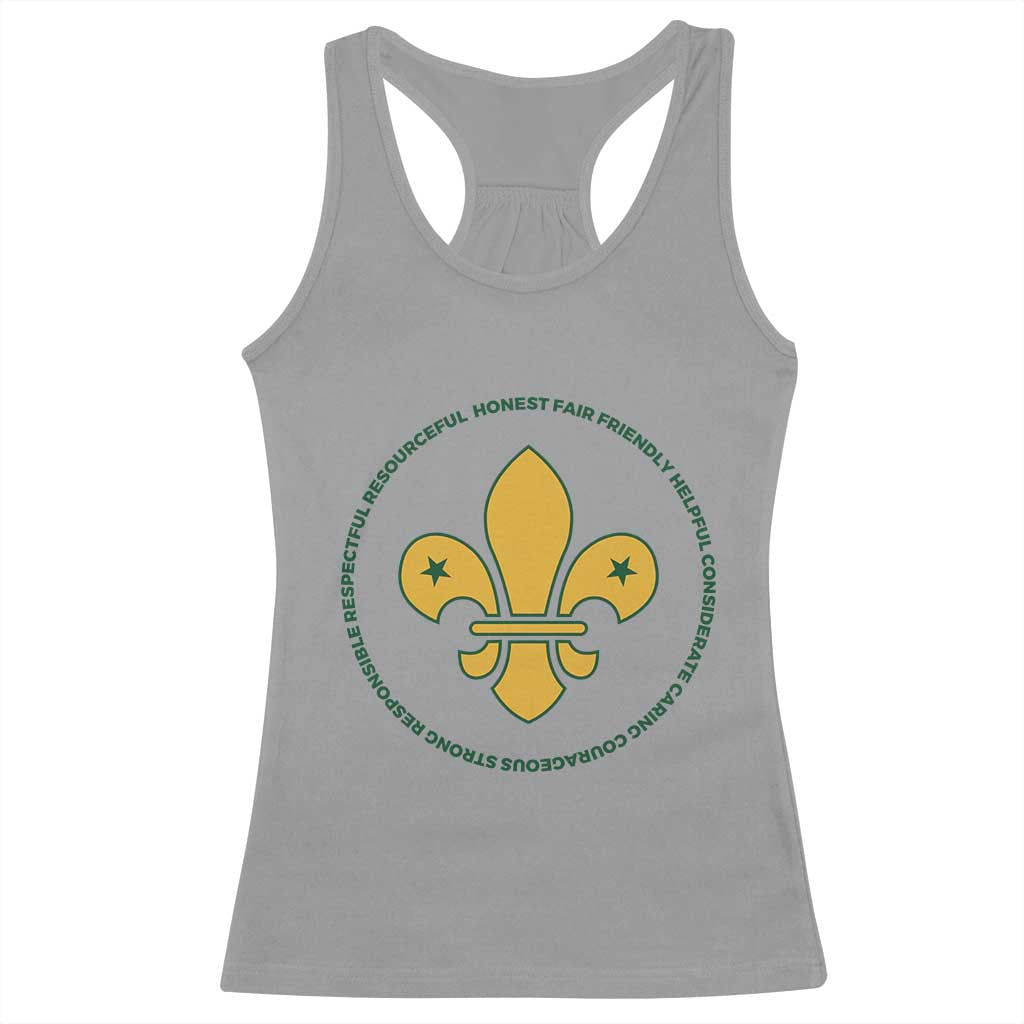 Scout Law Values Racerback Tank Top Scouting Troop Leader Fleur-de-Lis TS02 Sport Gray Print Your Wear