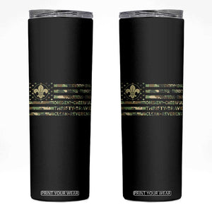 Scout Law Values Skinny Tumbler American Camo Flag Retro Vintage TS02 Black Print Your Wear
