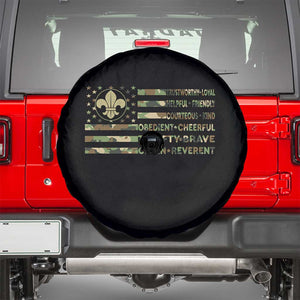 Scout Law Values Spare Tire Cover American Camo Flag Retro Vintage TS02 Black Print Your Wear