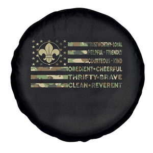 Scout Law Values Spare Tire Cover American Camo Flag Retro Vintage TS02 Print Your Wear