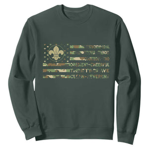 Scout Law Values Sweatshirt American Camo Flag Retro Vintage TS02 Dark Forest Green Print Your Wear