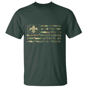 Scout Law Values T Shirt American Camo Flag Retro Vintage TS02 Dark Forest Green Print Your Wear