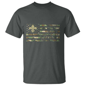 Scout Law Values T Shirt American Camo Flag Retro Vintage TS02 Dark Heather Print Your Wear