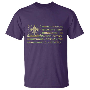 Scout Law Values T Shirt American Camo Flag Retro Vintage TS02 Purple Print Your Wear