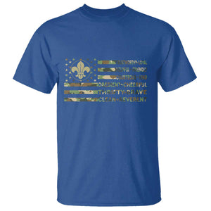 Scout Law Values T Shirt American Camo Flag Retro Vintage TS02 Royal Blue Print Your Wear