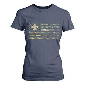 Scout Law Values T Shirt For Women American Camo Flag Retro Vintage TS02 Navy Print Your Wear