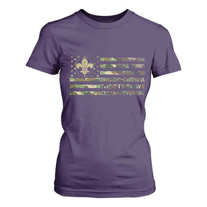 Scout Law Values T Shirt For Women American Camo Flag Retro Vintage TS02 Purple Print Your Wear