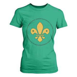 Scout Law Values T Shirt For Women Scouting Troop Leader Fleur-de-Lis TS02 Irish Green Print Your Wear