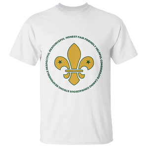 Scout Law Values T Shirt Scouting Troop Leader Fleur-de-Lis TS02 White Print Your Wear