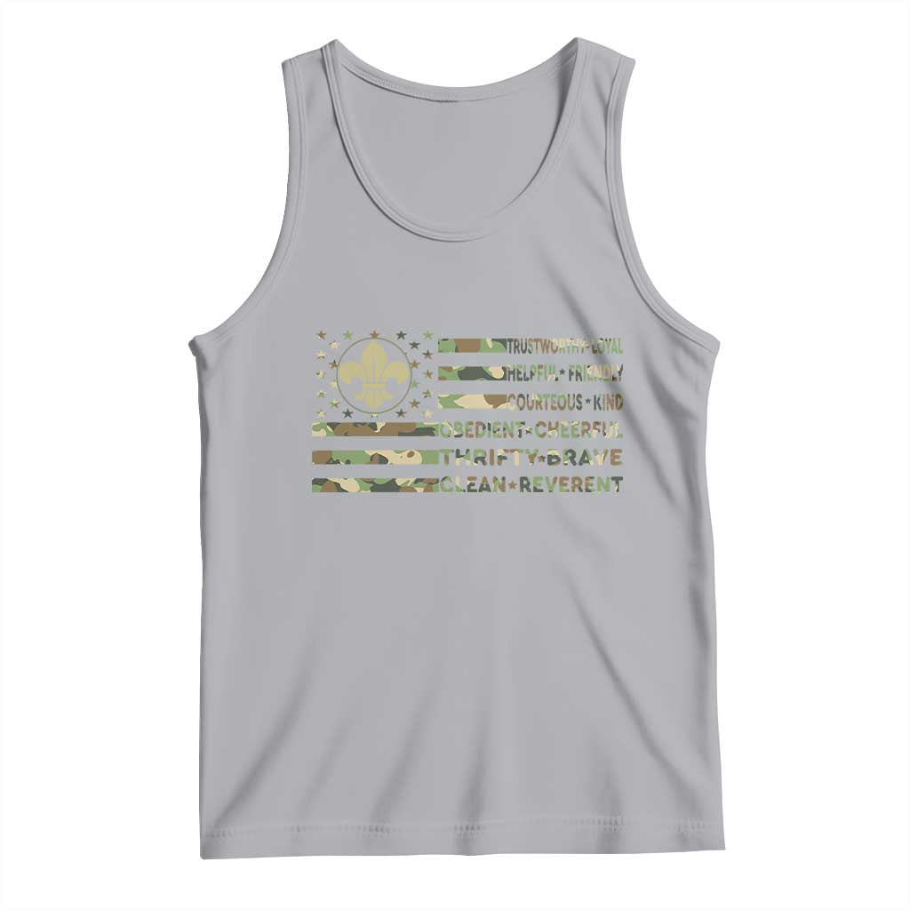 Scout Law Values Tank Top American Camo Flag Retro Vintage TS02 Athletic Heather Print Your Wear