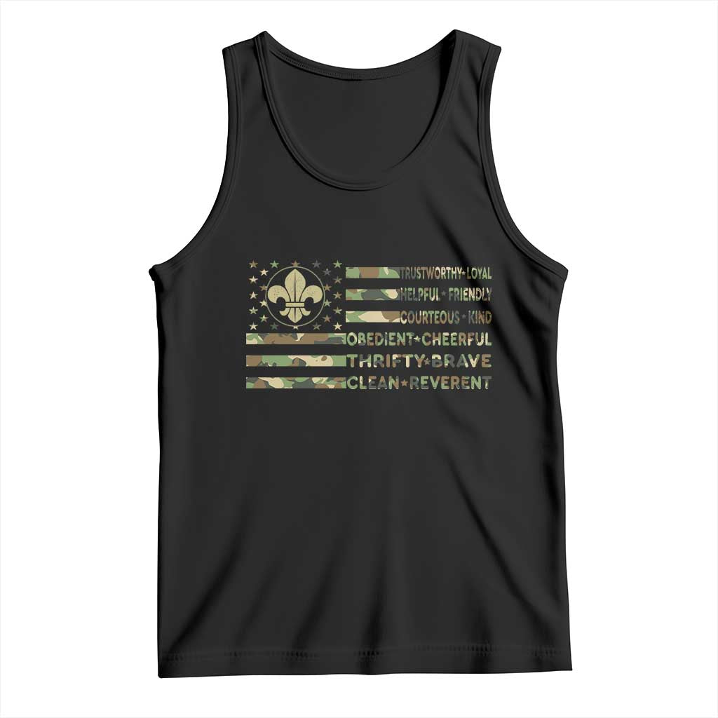 Scout Law Values Tank Top American Camo Flag Retro Vintage TS02 Black Print Your Wear