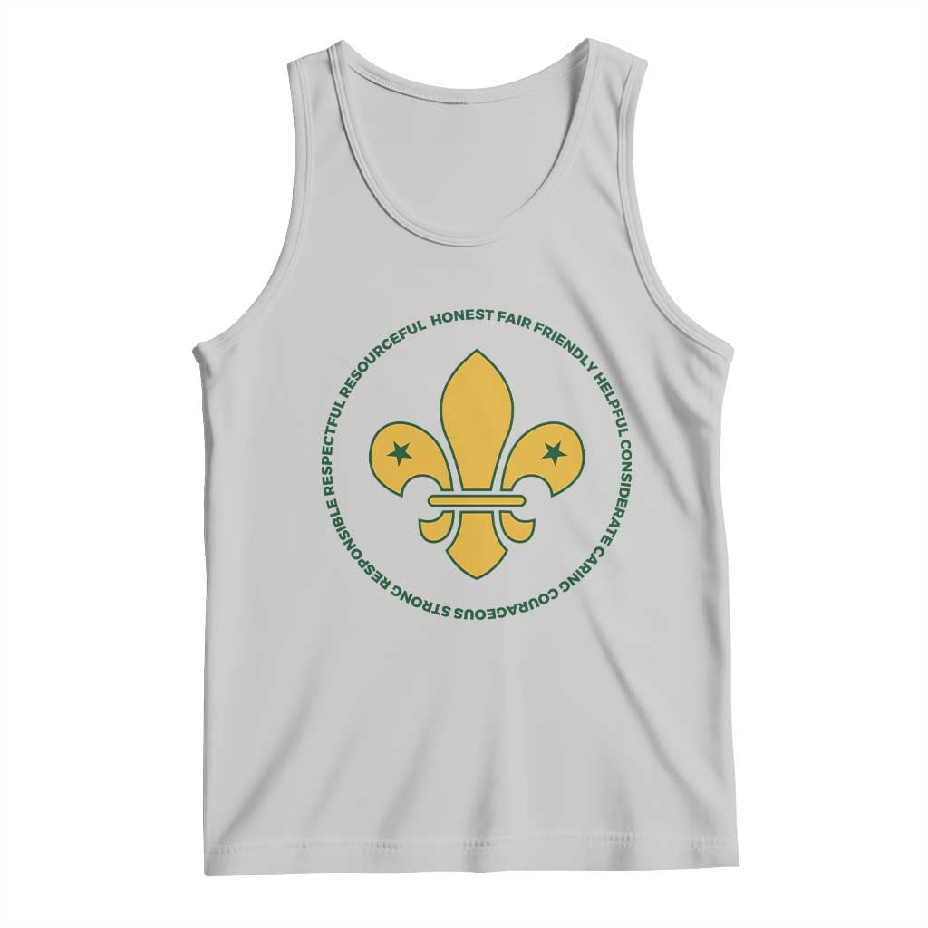 Scout Law Values Tank Top Scouting Troop Leader Fleur-de-Lis TS02 Ash Print Your Wear