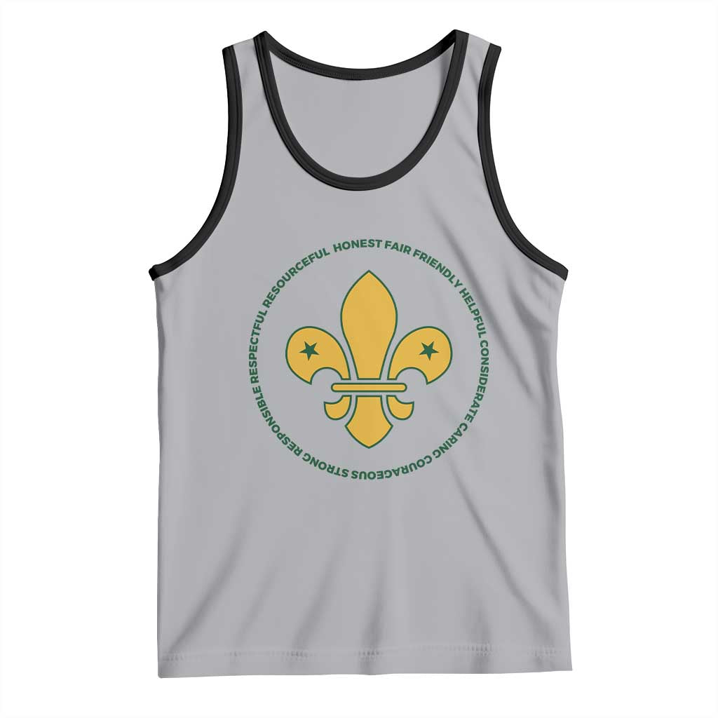 Scout Law Values Tank Top Scouting Troop Leader Fleur-de-Lis TS02 Athletic Heather Black Print Your Wear