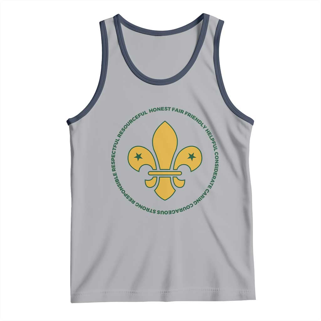 Scout Law Values Tank Top Scouting Troop Leader Fleur-de-Lis TS02 Athletic Heather Navy Print Your Wear
