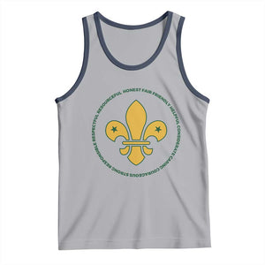 Scout Law Values Tank Top Scouting Troop Leader Fleur-de-Lis TS02 Athletic Heather Navy Print Your Wear