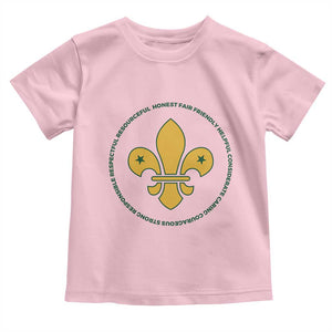 Scout Law Values Toddler T Shirt Scouting Troop Leader Fleur-de-Lis TS02 Light Pink Print Your Wear