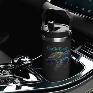 Sea Turtle Earth Day Flip Straw Tumbler Save The Earth TS02 Print Your Wear