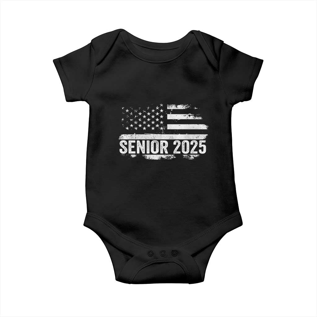 Senior 2025 Graduation Baby Onesie Class Of 2025 Vintage American Flag TS11 Black Print Your Wear