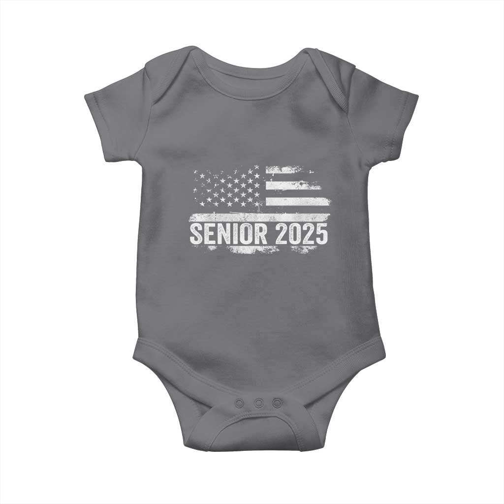 Senior 2025 Graduation Baby Onesie Class Of 2025 Vintage American Flag TS11 Charcoal Print Your Wear