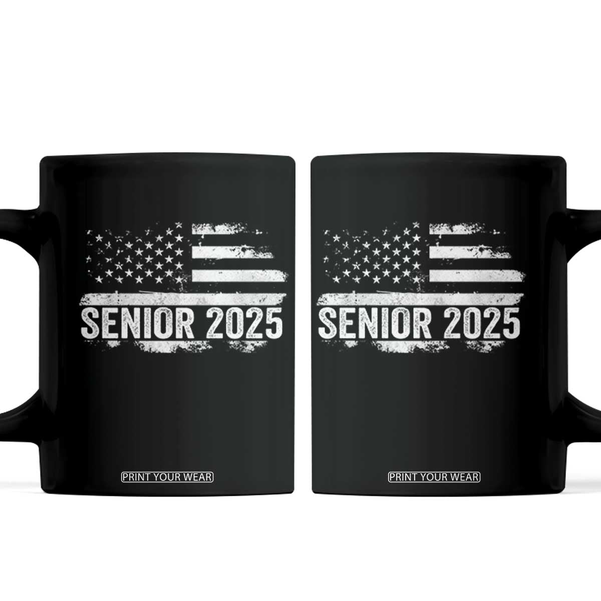 Senior 2025 Graduation Coffee Mug Class Of 2025 Vintage American Flag TS11 Black Print Your Wear
