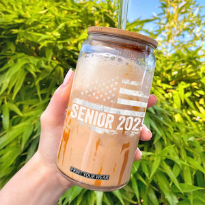 Senior 2025 Graduation Glass Can Class Of 2025 Vintage American Flag TS11 Print Your Wear