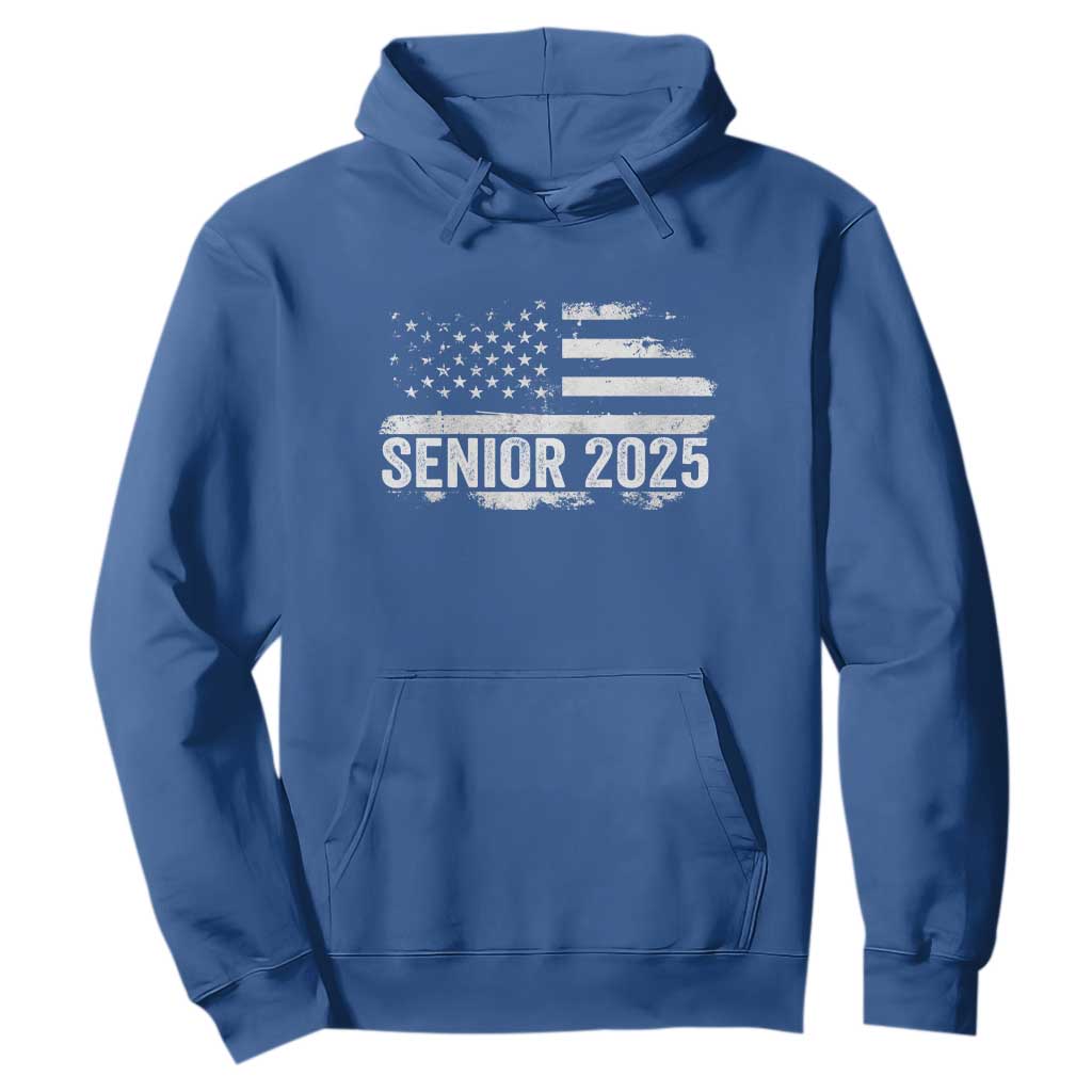 Senior 2025 Graduation Hoodie Class Of 2025 Vintage American Flag TS11 Royal Blue Print Your Wear