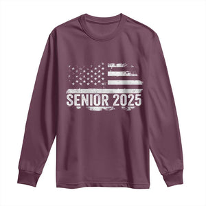 Senior 2025 Graduation Long Sleeve Shirt Class Of 2025 Vintage American Flag TS11 Maroon Print Your Wear