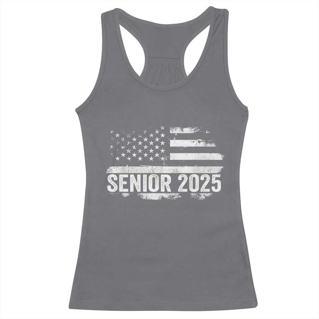 Senior 2025 Graduation Racerback Tank Top Class Of 2025 Vintage American Flag TS11 Charcoal Print Your Wear