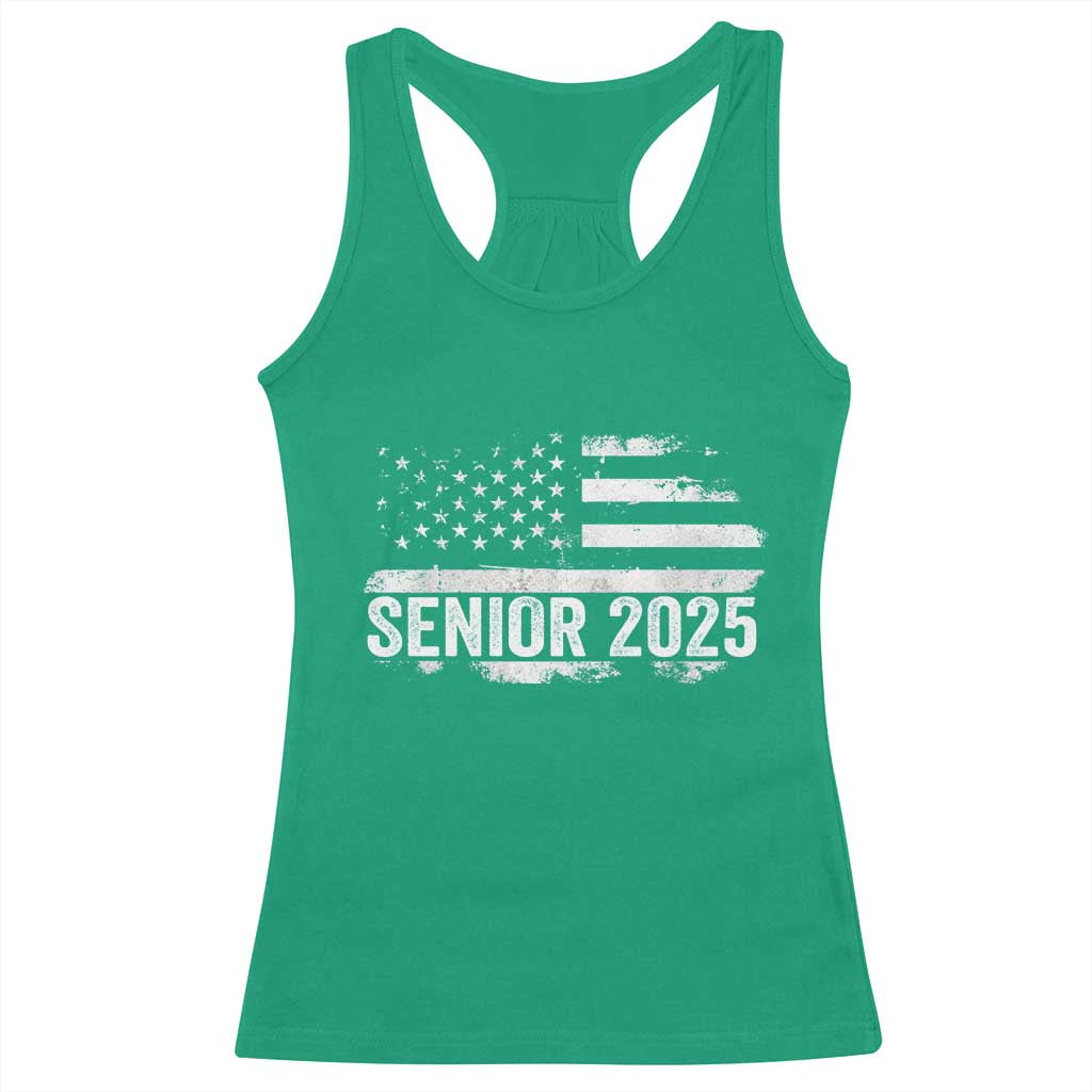 Senior 2025 Graduation Racerback Tank Top Class Of 2025 Vintage American Flag TS11 Irish Green Print Your Wear