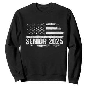 Senior 2025 Graduation Sweatshirt Class Of 2025 Vintage American Flag TS11 Black Print Your Wear