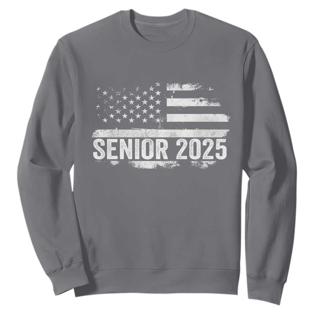 Senior 2025 Graduation Sweatshirt Class Of 2025 Vintage American Flag TS11 Charcoal Print Your Wear