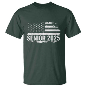 Senior 2025 Graduation T Shirt Class Of 2025 Vintage American Flag TS11 Dark Forest Green Print Your Wear