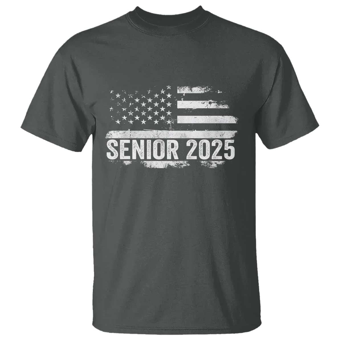 Senior 2025 Graduation T Shirt Class Of 2025 Vintage American Flag TS11 Dark Heather Print Your Wear