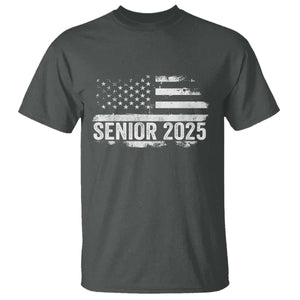 Senior 2025 Graduation T Shirt Class Of 2025 Vintage American Flag TS11 Dark Heather Print Your Wear