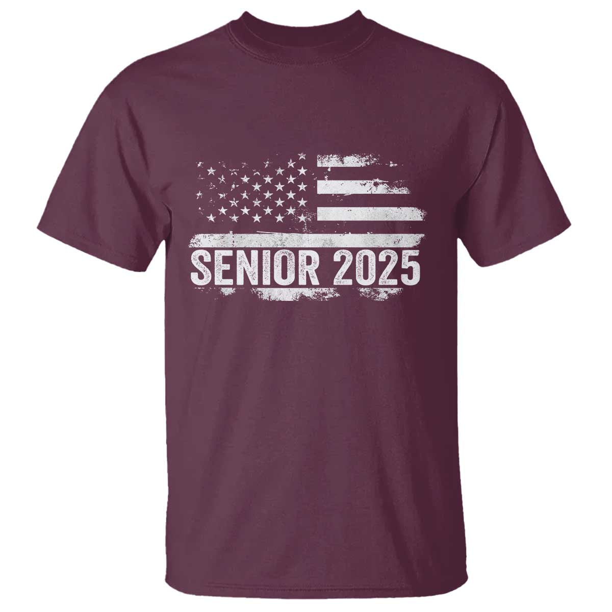Senior 2025 Graduation T Shirt Class Of 2025 Vintage American Flag TS11 Maroon Print Your Wear
