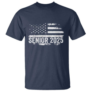 Senior 2025 Graduation T Shirt Class Of 2025 Vintage American Flag TS11 Navy Print Your Wear
