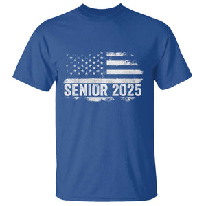 Senior 2025 Graduation T Shirt Class Of 2025 Vintage American Flag TS11 Royal Blue Print Your Wear