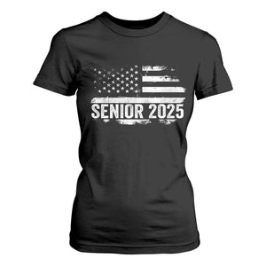 Senior 2025 Graduation T Shirt For Women Class Of 2025 Vintage American Flag TS11 Black Print Your Wear
