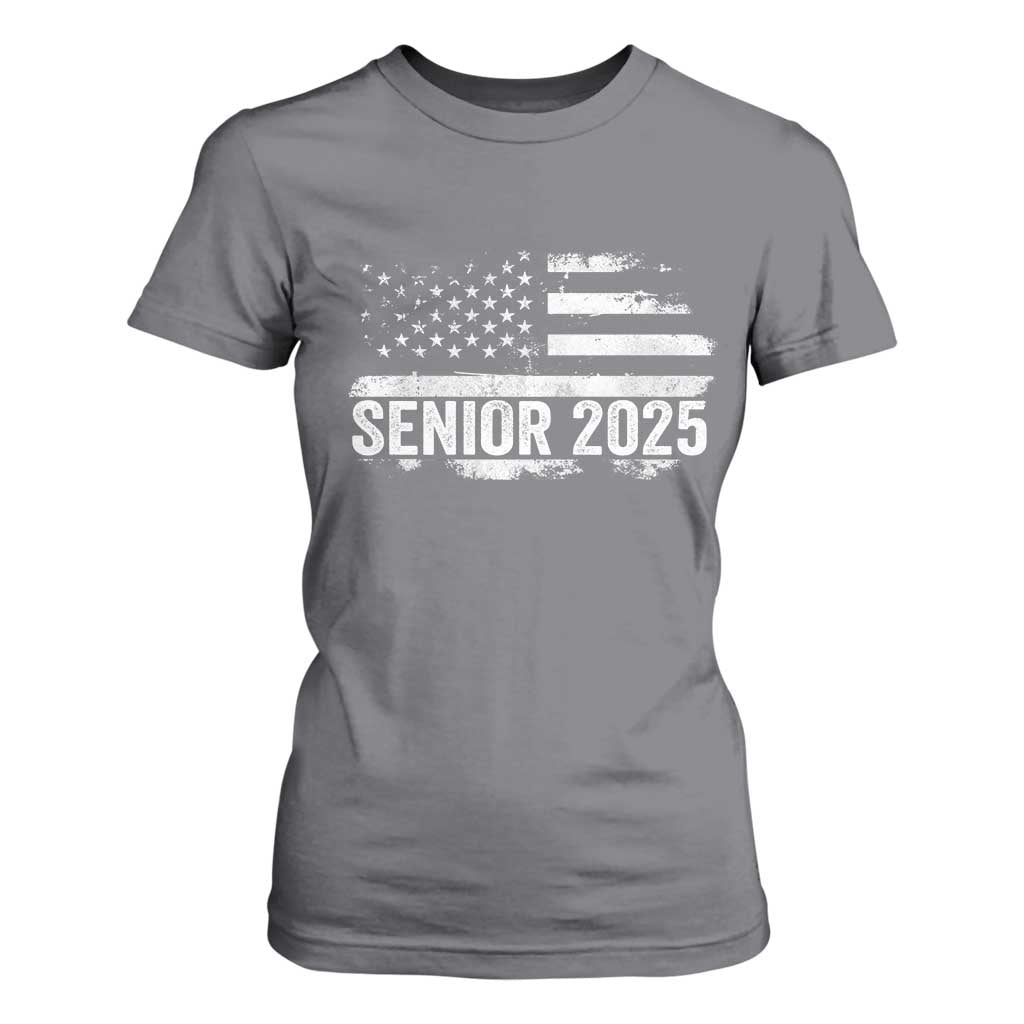 Senior 2025 Graduation T Shirt For Women Class Of 2025 Vintage American Flag TS11 Charcoal Print Your Wear