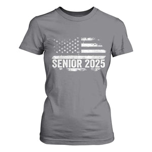 Senior 2025 Graduation T Shirt For Women Class Of 2025 Vintage American Flag TS11 Charcoal Print Your Wear
