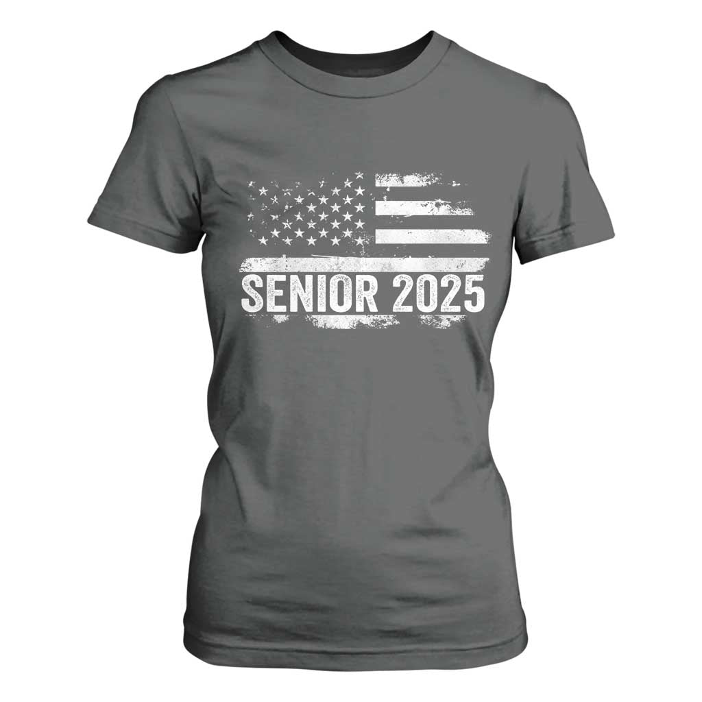 Senior 2025 Graduation T Shirt For Women Class Of 2025 Vintage American Flag TS11 Dark Heather Print Your Wear